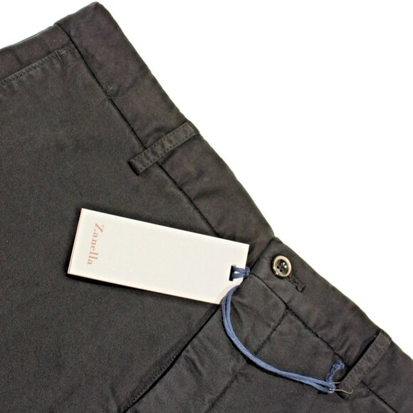 Zanella NWT Chinos / Casual Pants Size 42 US Noah In Solid Black Cotton Blend - Picture 2 of 8